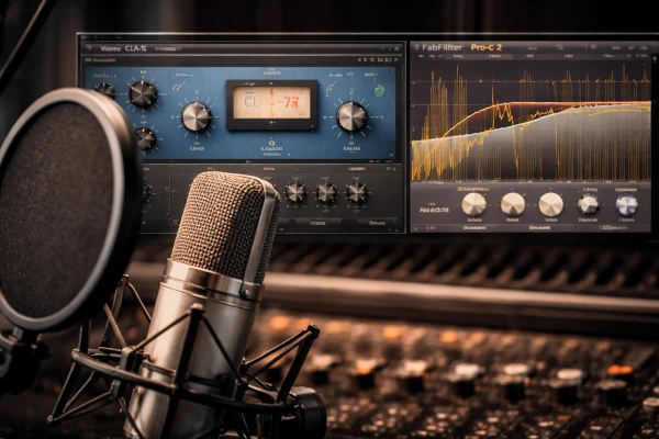 Un compresor controlando la dinámica de una pista de voz