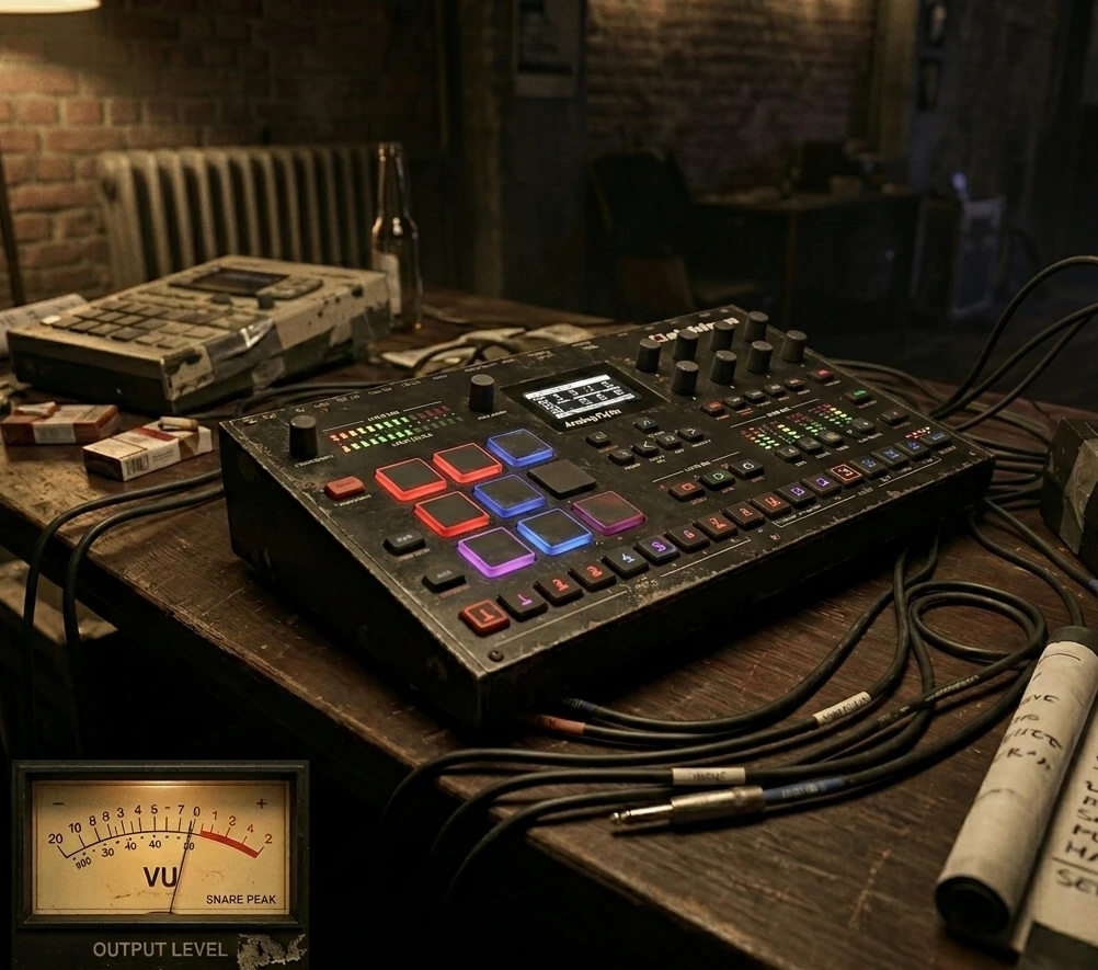 Una caja de ritmos con bombo electrónico