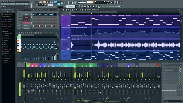 Interfaz del DAW de producción musical FL Studio