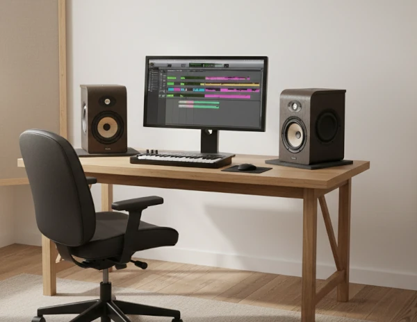 Home studio con unos monitores Focal Shape 65