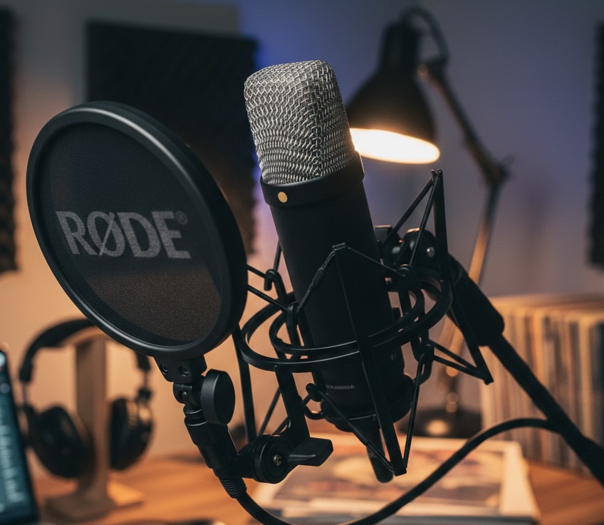 Rode NT1 5th Generation, micrófono de condensador en un estudio de sonido
