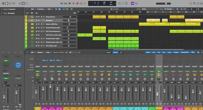 Pantalla del DAW para Mac Logic Pro 12
