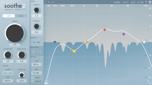 Soothe2, plugin usado para de-esser