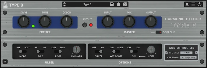 AudioThing Type B, plugin de excitación aural tipo vintage